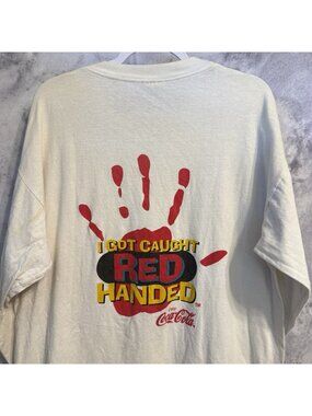 Vintage Coca Cola 'I Got Caught Red Handed' T Shirt Long Sleeve USA Size XL
